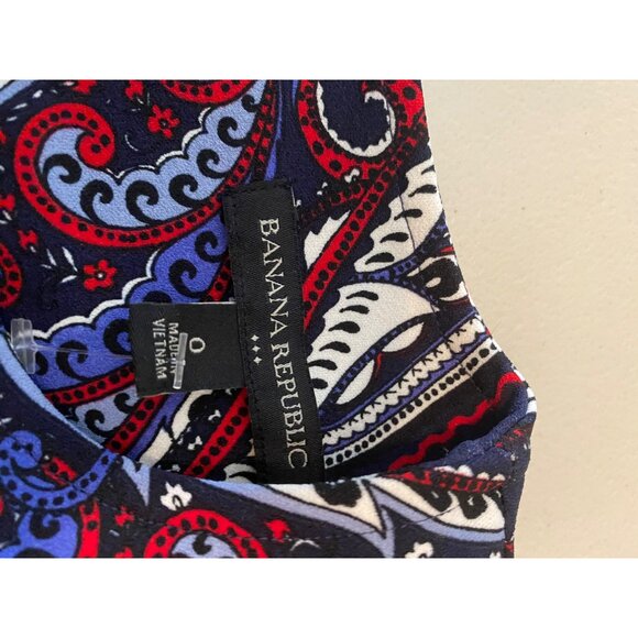 Banana Republic Sleeveless Paisley Print Dress Blue Red White Size 0 - Picture 4 of 8